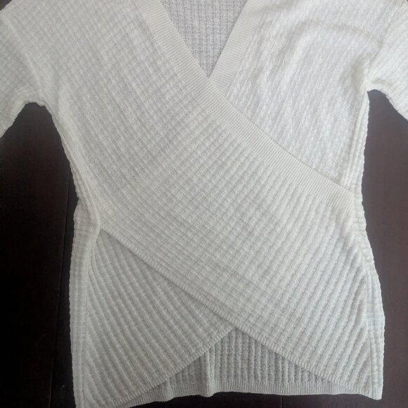 Express Sweater Waffle Knit Crossover V Neck Pullover Size Small - Picture 2 of 8